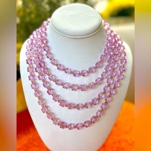 Vintage Tarina Tarantino Four Row Lucite Cube Necklace in Lavender